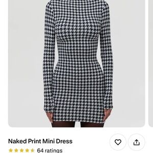 Naked Wardrobe Black and White Houndstooth Mini Dress